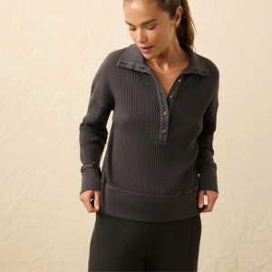 FahertyAprs Waffle Henley - Washed Black