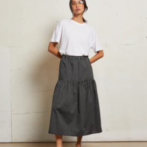 PERFECTWHITETEEArielle Poplin Stripe Skirt - Black Stripe