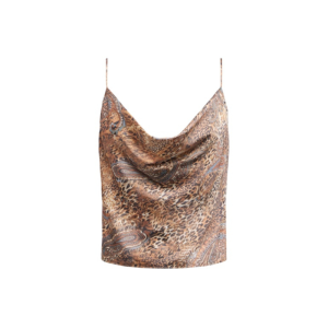 L'agenceCalista Cowl Neck Cami - Brown/Blue Valencia Leopard
