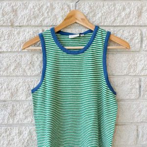 Clare V.Camp Fit Tank - Green/Cream