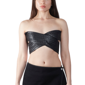 FANG NYCCross Woven Vegan Leather Top - Black