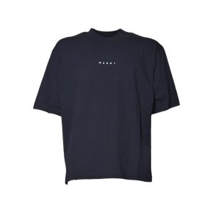 MarniDark Blue Organic Cotton Boxy T-Shirt - Blue