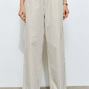 LouciaElara Cream Striped Lounge Pants
