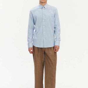 Delikatessen Feel Good Shirt in Blue Silky Italian Lyocell and Organic Cotton Flannel Shirt