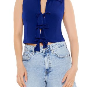 Sleeveless Bow Crop Top