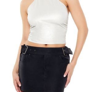 Satin Halter Crop Top