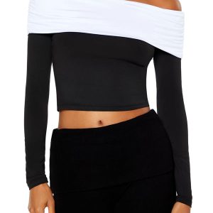 Colorblock Off-the-Shoulder Top