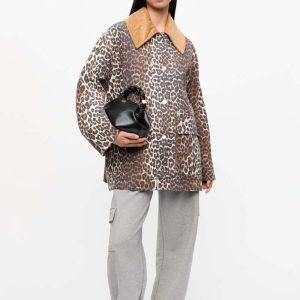 GanniLeopard Printed Canvas Midi Jacket