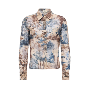 L'agenceMaia Button-Down Blouse - Tan Multi Western Toile