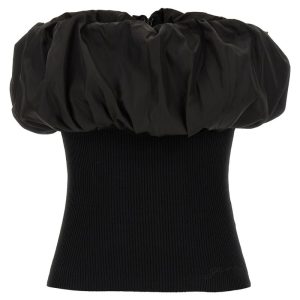GanniMelange Knit Top - Black