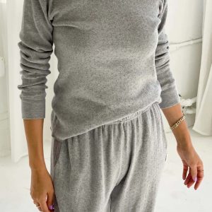Le Bon ShoppePointelle Fundamental Tee - Melange Grey Pointelle