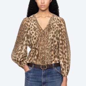 Sea New YorkClaude Print Long Sleeve Top - Cream