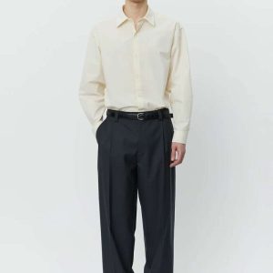 mfpenService Trousers Solid Grey Wool Trousers