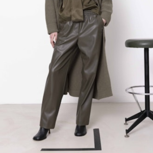 (nude)nude) Vegan Leather Pant - Olive/Grey