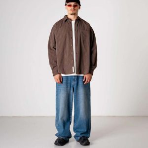 woodbirdJong Striped Shirt - Brown